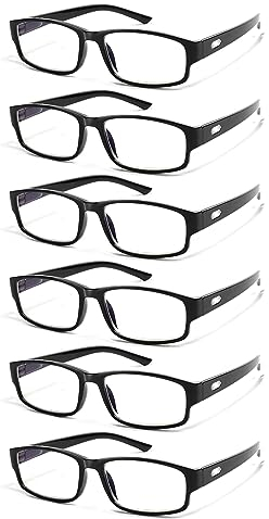 COJWIS 6 Pack Lesebrille für Herren Damen Blaulichtfilter Brillen Anti Blaulicht PC Gaming Modebrille Sehhilfe Lesehilfe (6 BLACK, 1.50, multiplier_x)