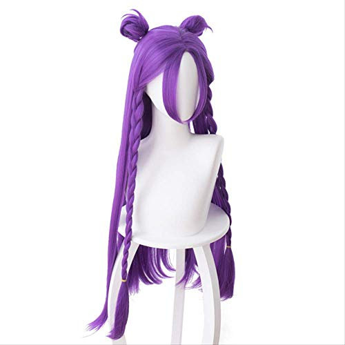 K/DA KDA Girls' Group LOL Kasha Blue Purple Braid Hair Bun Cosplay Anime Wig