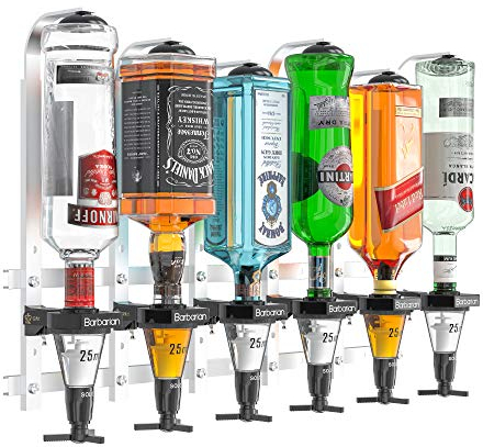 Barbarian 3/4/6 Bottle Optics for Spirits - Bar Butler Shot Measure Bracket Alcohol Wine Upside Down Drink Dispenser Home bar Garage Man cave (6 Bottle 35ml)