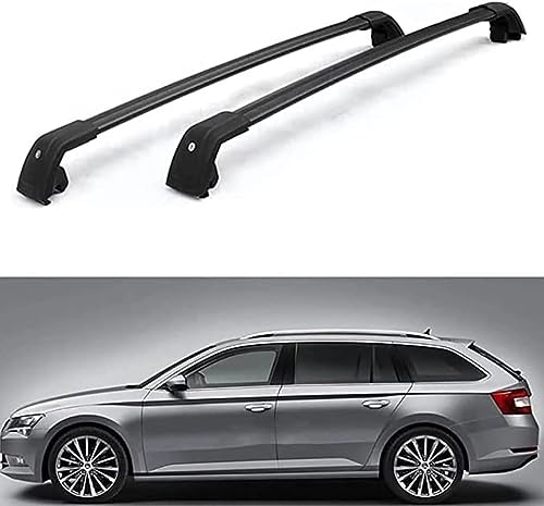 Dachträger Dachgepäckträger für Sko-da Superb Estate Wagon 2017+, Verstellbare geschlossene Seitenschiene Aluminium Fahrradträger Dachboxen