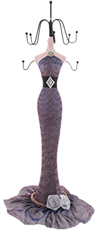 Leisurealeaneag Charm Eleganter Mannequin-Schmuckständer, hängendes Modell 1, lila, 37 cm