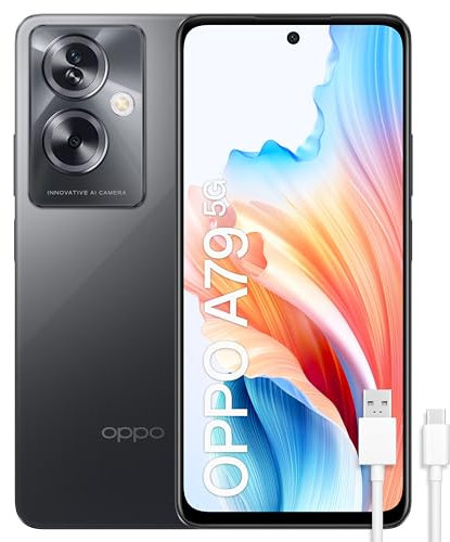 OPPO A79 5G - Smartphone Libre, 8GB+256GB, Pantalla OLED 6.7, Cámara 50+2+8MP, Android, Batería 5000mAh, Carga Rápida 33W - Negro
