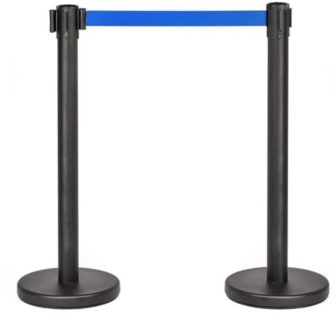 PINNERS ausziehbares Trennpfostenband 3 Meter (2 Einheiten), Trennpfosten, Passierverbotsband, Begrenzungsband, einziehbarer ausziehbarer Bandpfosten, Betretungsverbotsband, ausziehbare Absperrung 3