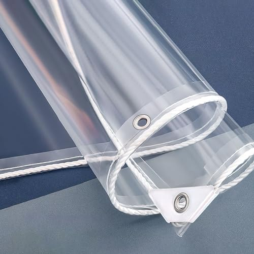 Cvter Plane Transparent, 2×3m wasserdichte Abdeckplane Transparent, Kunststoffplane für Terrasse, Pavillon, Terrassen, Windschutz, AußEnberei