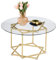 ZZINOKE Mesa de Centro Redonda con Soporte de Metal, Mesa Centro Moderna, 80 x 80 x 45 cm, Cristal