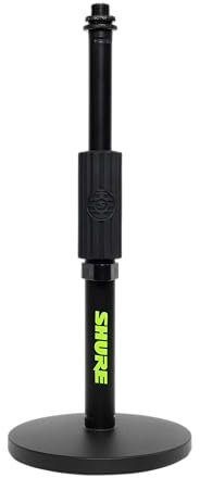 Shure by Gator Desktop Round Base Desktop Mic Stand with Standard Height-Adjustable Twist Clutch and 6″ Base, black (SH-DESKTOP1)