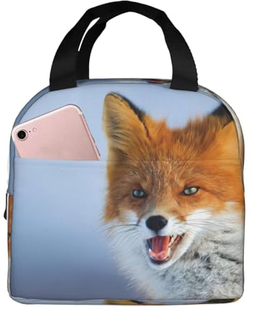 EdWal Lonchera con estampado de zorro para mujeres y hombres, bolsa de almuerzo reutilizable aislada, para el trabajo, viajes, picnic