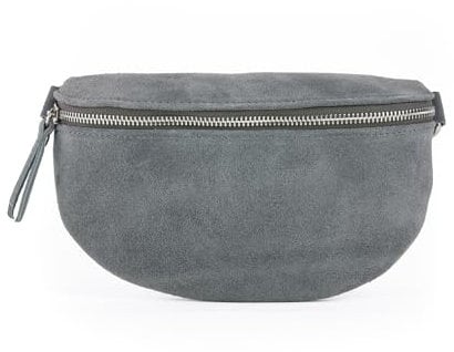 lePelou Bauchtasche aus Veloursleder, Wildleder Bauchtasche, Festival Tasche, Cross Body Tasche, Gürteltasche, Geschenk (Dunkelgrau, M)