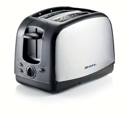 Ariete 153 Toaster, Tostapane elettrico, 930W, 2 fette, 7 livelli di doratura, Espulsione automatica, Metal