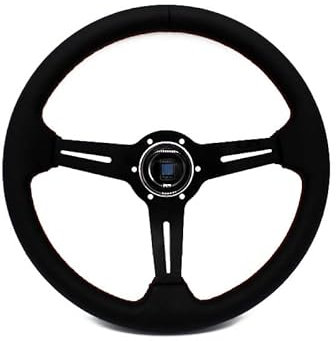 ZiYouao Sportlenkrad Universal 14 350mm Leder Auto Racing Lenkräder Driften Sport Tiefe Lenkrad mit Holzlenkrad