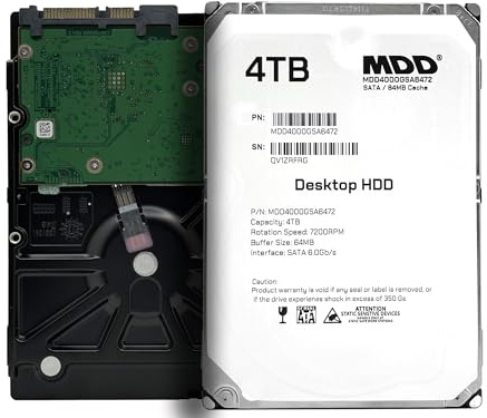 MDD MAXDIGITALDATA (MDD4000GSA6472 Interne Desktop-Festplatte (4 TB, 7200 U/min, 64 MB Cache, SATA, 6,0 Gbit/s, 8,9 cm (3,5 Zoll) (für Desktop-PC, Mac, CCTV DVR, Überwachung, Server, NAS)