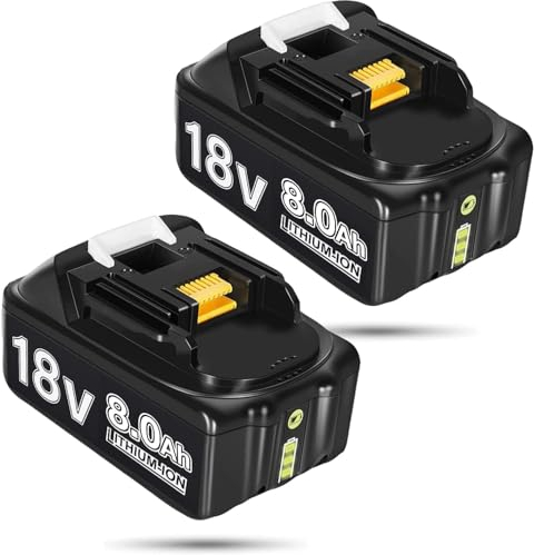 2 Stück 18V 8.0Ah Ersatzakku für Makita Akku 18V BL1860 Ersatzakku für Makita Akku BL1850B BL1850 BL1840 BL1830 BL1820 BL1815 mit LED Indikator Ersatzakku für Makita 18V Akku