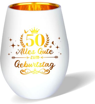 Belillpipi 50 Geburtstagsgeschenke für Frauen, 50 Geburtstag Windlicht Deko aus Glas Teelichthalter mit Gravur Geschenke für 50 Geburtstag Frau Weihnachten