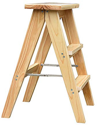 LMHAUSS Tabouret à échelle en Bois, escabeaux pliants Portables, légers, pour Salle de Bain intérieure, étagère, Petits escabeaux, Chaise de Jardin à 3 marches Vigorous