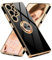 Jusy für Samsung Galaxy S25 Ultra 5G Hülle mit 360° Drehring und Magnetständer,Handyhülle Samsung Galaxy S25 Ultra 5G mit Luxuriösem Glanz-Finish und Elektroplattierung,Schwarz/Gold