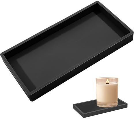 Vanity Tray, Matte Black Rectangle Bathroom Vanity Tray, Resin Dresser Jewelry Ring Dish Tank Storage, for Perfume Candles Soap Towel Plant Bathroom Accessories, for Jewelry Ring Dish Dresser Perfume