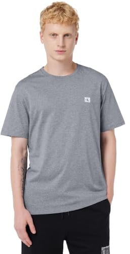 Calvin Klein Herren T-Shirt Kurzarm Badge Jersey Classic Tee aus Baumwolle, Grau (Med Grey Htr), S