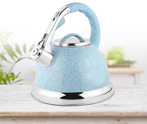 Whistling Kettle, 3.5L Stove Induction Tea Kettle, Stovetop Stainless Steel Tea Pot, for Gas Hobs, Induction and Electric Hobs(Blue)