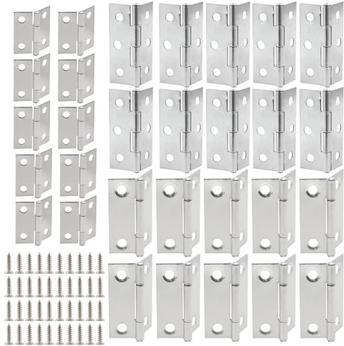 Luomorgo 30 Pack Mini Hinges Butt Hinges, Stainless Steel Cabinet Hinge, Small Folding Door Hinge for Wooden Box, Crafts (1 Inch, 2 Inch, 3 Inch)