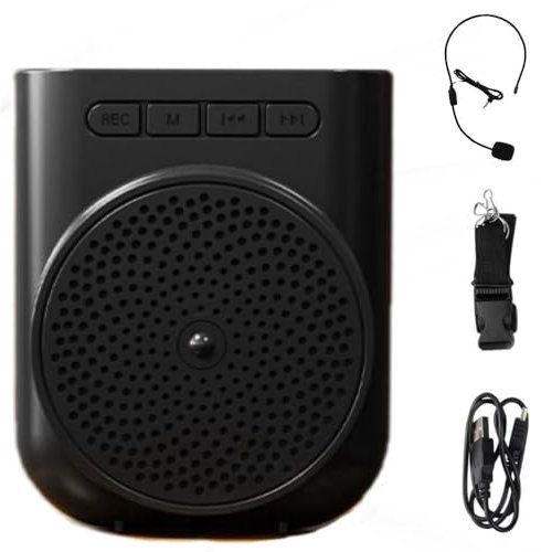 Portable Rechargeable Mini Voice Amplifier with Wired Microphone Headset and Waistband, Support Music Play for Teachers, Singing, Coaches, Training, Presentation, Tour Guide