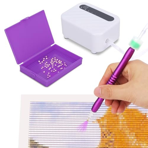 Stylo de peinture diamant électrique avec plateau de rangement, accessoires de peinture au diamant, forte aspiration réglable et pas besoin de cire, outils d'art pour le bricolage