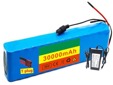 36V 30AH Fahrrad Li-Ionen-Akkupack 10S2P PVC-Batterie Wiederaufladbare Batterie Austauschbare Batterie Für Ebike Scooter T Plug,36V 30Ah