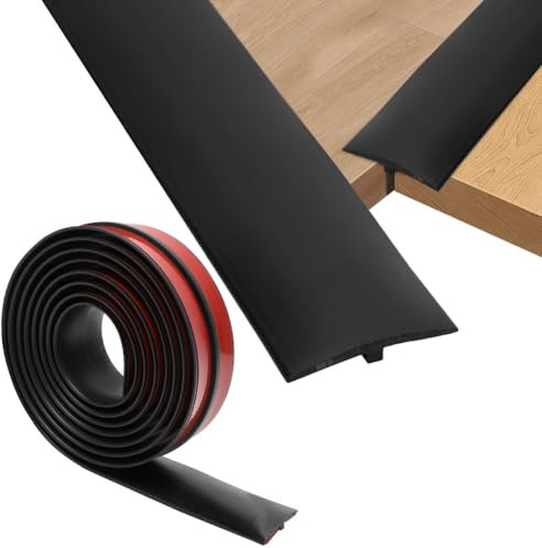 Übergangsprofil, Tutamaz T Profil Übergangsleiste Selbstklebend 5×300cm, PVC Türschwellen Leiste Übergangsschiene Selbstklebender, Übergangsprofil für Verbindungsböden Parkettböden Laminate (Schwarz)