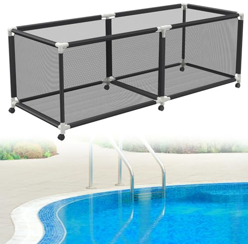 Suusolny Boîte de rangement pour piscine - Grand bac de rangement pour piscine - Grande capacité - Organiseur en maille pour piscine - Chariot de rangement pour pâtes de piscine, jouets, serviettes
