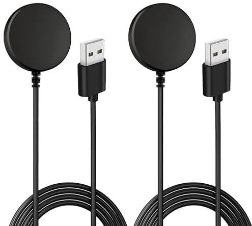 2 Pièces Chargeur Magnétique Montre Compatible Samsung Galaxy Watch FE Ultra 7 6 6 Classic 5 5 Pro 4 4 Classic 3 Active 2 Active, Câble USB de Remplacement Rapide pour Connectée Samsung, Noir 100cm