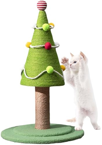 Katzen Weihnachtsbaum Sisal Kratzer Weihnachts -Katzenbaum -Sicherheit Süßes stilvoll mit bunten Bällen für Katzen Spielen