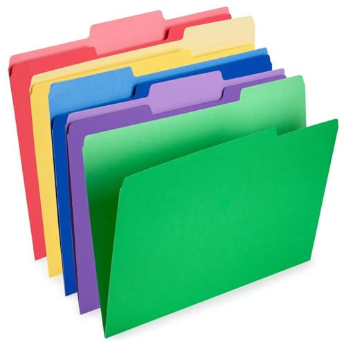 Asyduey 30er-Pack Farbige Aktenordner, Farbige Ordner, Farbige Aktenordner im Letter-Format (8,5 X 11, 1/3 Schnittlaschen, 5 Farben)