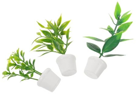 JOINPAYA 3pcs Miniature Garden Accessories Nordic Style Mini Flower Pots with Artificial Green Plants for Dollhouse Decoration Desktop Bonsai and Fairy Garden Scenery