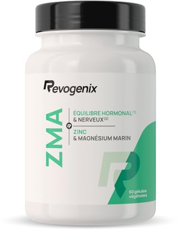 ZMA Hautement Dosé | Zinc, Magnésium & Vitamine B6 | Facilite la prise de Masse et la Récupération Musculaire | Soutien production de testostérone | 60 Gélules Vegan sans Additifs ni OGM | Revogenix