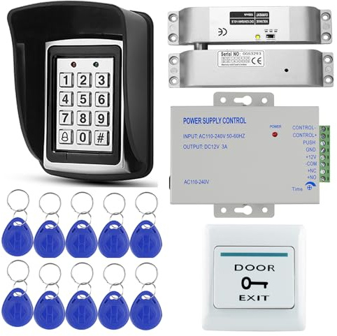 Access Control System Kit Applicable to Hotel, home, office with DC Power Supply,Door Switch,Keychains,door buzzer entry system