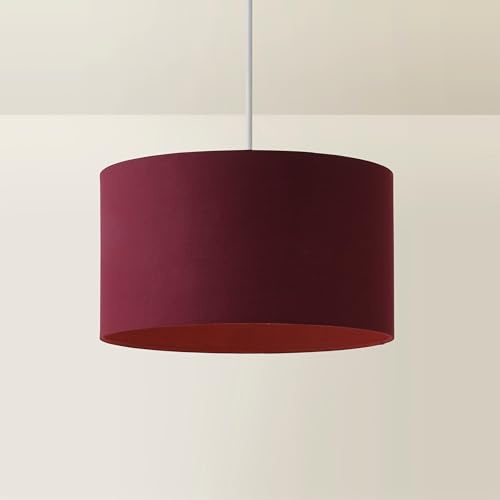 ValueLights | Reni Plum Fabric Drum Ceiling Lamp Shade (D) 35cm | Shades, Home Décor & Improvement Essential