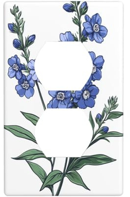 Larkspur Flower Outlet Cover Light Switch Cover Decorative 1 Gang Wall Plate for Kitchen Room Bathroom Size 7x11.4cm