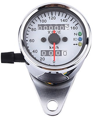 velocimetro universal digital moto, Qiilu Universal Indicador de velocímetro del odómetro de la motocicleta Indicador dual de pantalla digital KM / H(plata)