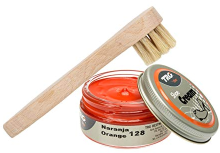 Schuhbedarf TRG Schuhcreme mit Auftragsbürste Schuhpflege Schuhputzset (orange 128)