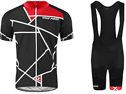 UGLY FROG MTB Herren Fahrradbekleidung Set Schnell Trocknend Radtrikot (Radjacke und Radhose mit Sitzpolster)
