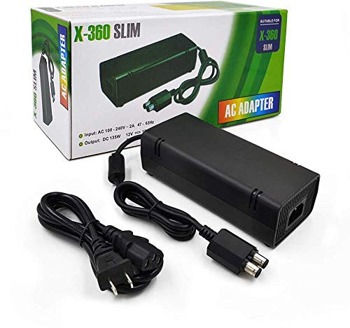 Power Supply for Xbox 360 Slim,Lyyes AC Adapter Power Supply Cord Replacement Charger for Xbox 360 Slim Console (Black)