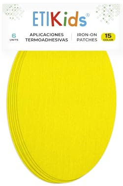 6 Thermoaufbügelbare Knie- und Ellbogenflicken – Bügelflicken 16 x 10 cm – Zum Reparieren & Verstärken von Hosen, Jacken, Pullovern & Hemden – Farbe: Gelb