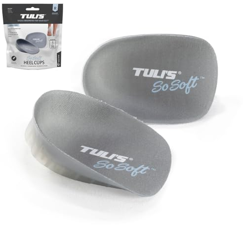 Tuli's So Soft Heel Cups - Shock Absorption Cushion Insert for Plantar Fasciitis, Sever's Disease and Heel Pain Relief, Large