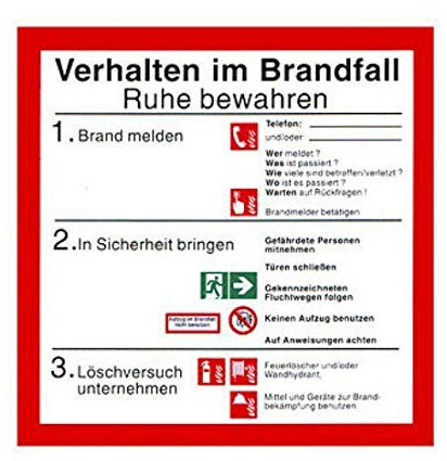 Verhalten in Brandfall Schild ISO neue Norm Brandschutzordnung, Gr.: 200 x 200 mm