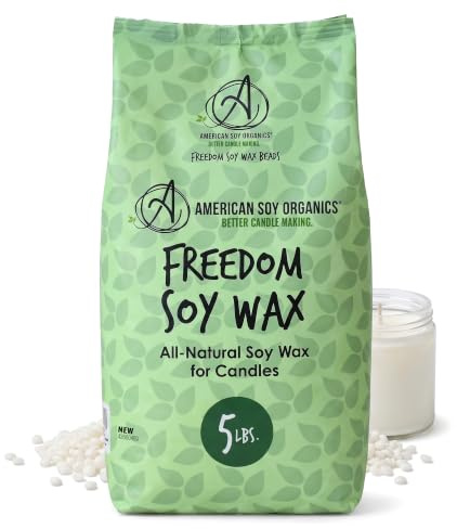 American Soy Organics- 5 lb of Freedom Soy Wax Beads for Candle Making – Microwavable Soy Wax Beads – Premium Soy Candle Making Supplies