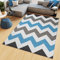 TAPISO Maya Teppich Kurzflor Grau Weiß Blau Modern Geometrisch Zig Zag Streifen Gestreift Design Wohnzimmer Schlafzimmer ÖKOTEX 250 x 350 cm