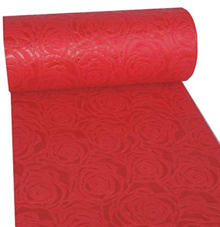 Dekoflor Tischband Tischläufer Tischdeko einzigartiges Rosen Design (Wasserfest, Lotuseffekt, samtige Oberfläche, 5 m Rolle, 30 cm Breite, 100% Nylon), Rot