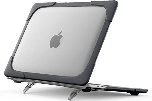 ProCase Hülle für MacBook Pro 13 2022/2020 (A2338/A2251/A2289) Case Cover,Heavy Duty Dünn Hartschalen Abdeckung Ständer Dual Layer Schutzhülle mit Klappständer Kickständer -Schwarz