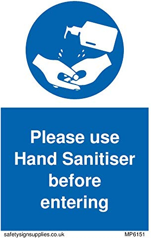 Viking Signs Sicherheitsschild aus Vinyl/Aufkleber, Blau, Wandmontage, Handdesinfektionsmittel, Verkehr, Warnung