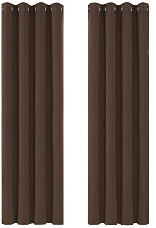 Deconovo Blickdichter Vorhang mit Ösen Verdunkelungsgardinen Kinderzimmer Kälteschutz, 214x132cm(HöhexBreite), Braun, 2er Set