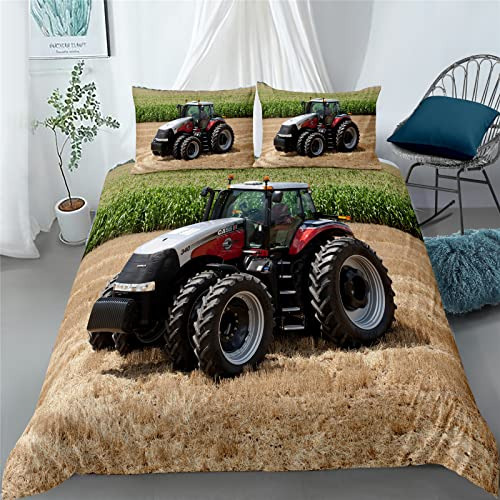 ZKDT Traktor Bettwäsche-Set, Kinder bettwäsche ?weiches und bequemes,Mikrofaser Bettbezüge,3-Set
